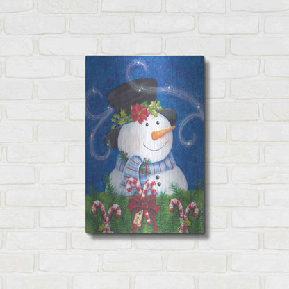 Luxe Metal Art 'Snowman & Candy Canes' by Lisa Kennedy, Metal Wall Art,16x24