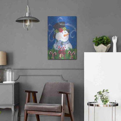 Luxe Metal Art 'Snowman & Candy Canes' by Lisa Kennedy, Metal Wall Art,16x24