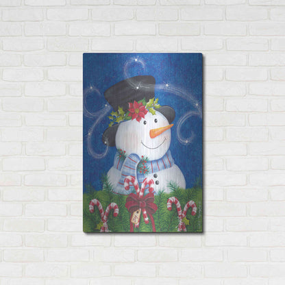 Luxe Metal Art 'Snowman & Candy Canes' by Lisa Kennedy, Metal Wall Art,24x36