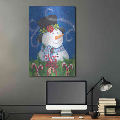 Luxe Metal Art 'Snowman & Candy Canes' by Lisa Kennedy, Metal Wall Art,24x36