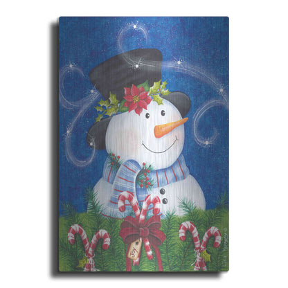 Luxe Metal Art 'Snowman & Candy Canes' by Lisa Kennedy, Metal Wall Art