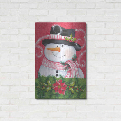 Luxe Metal Art 'Snowman & Poinsettia' by Lisa Kennedy, Metal Wall Art,24x36