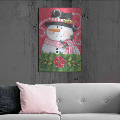 Luxe Metal Art 'Snowman & Poinsettia' by Lisa Kennedy, Metal Wall Art,24x36