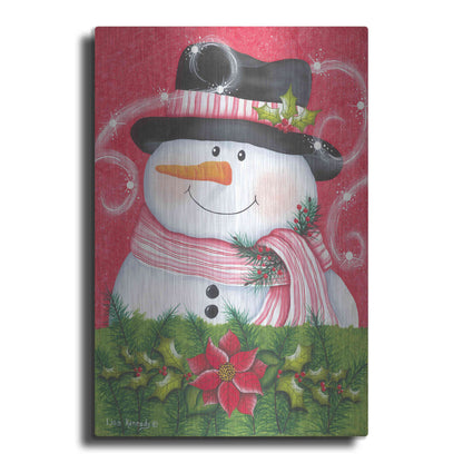 Luxe Metal Art 'Snowman & Poinsettia' by Lisa Kennedy, Metal Wall Art