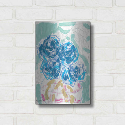 Luxe Metal Art 'Nightstand Blooms in Water' by Kait Roberts, Metal Wall Art,12x16