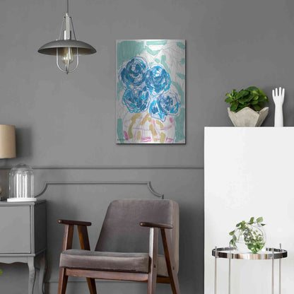 Luxe Metal Art 'Nightstand Blooms in Water' by Kait Roberts, Metal Wall Art,16x24