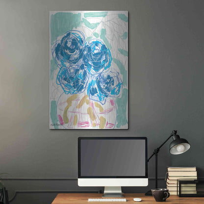 Luxe Metal Art 'Nightstand Blooms in Water' by Kait Roberts, Metal Wall Art,24x36