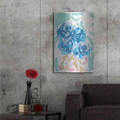 Luxe Metal Art 'Nightstand Blooms in Water' by Kait Roberts, Metal Wall Art,24x36