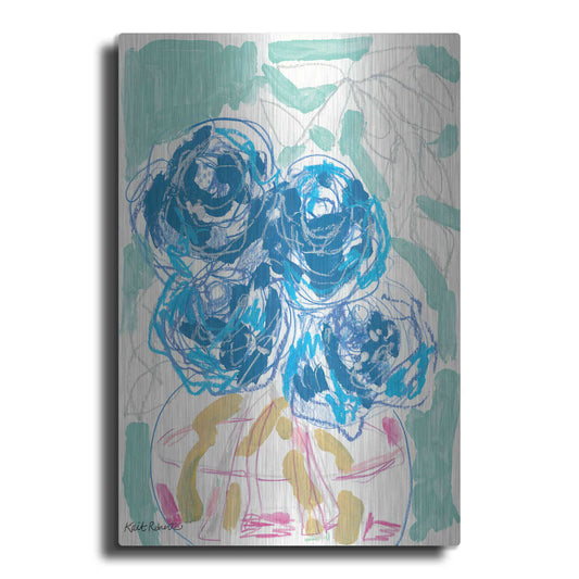 Luxe Metal Art 'Nightstand Blooms in Water' by Kait Roberts, Metal Wall Art