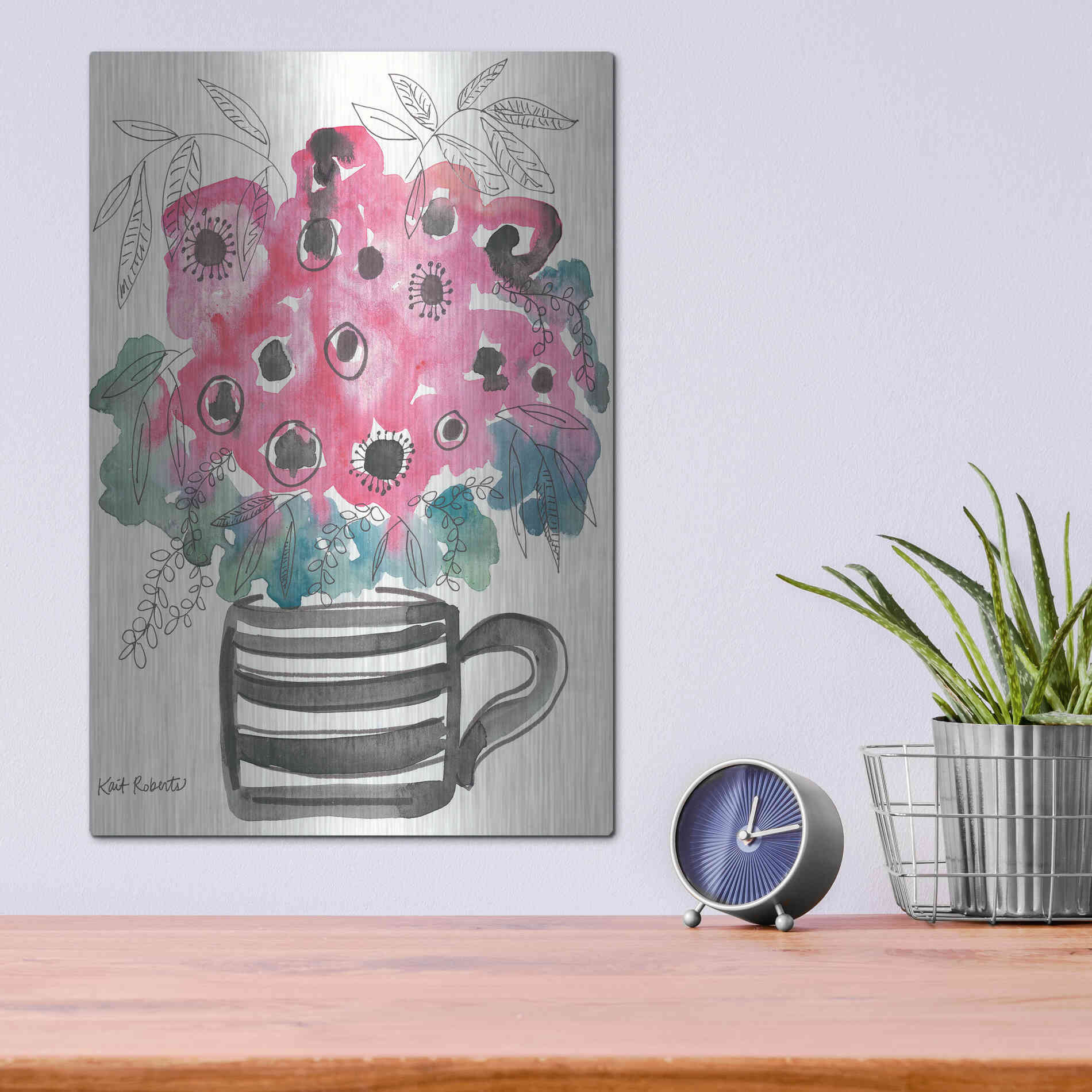 Luxe Metal Art 'Poppies for Breakfast' by Kait Roberts, Metal Wall Art,12x16