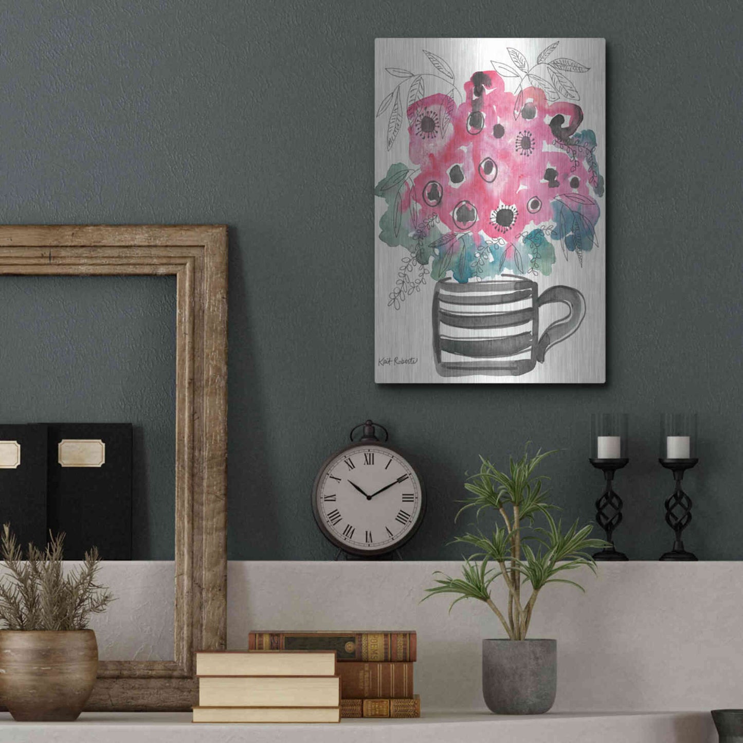 Luxe Metal Art 'Poppies for Breakfast' by Kait Roberts, Metal Wall Art,12x16