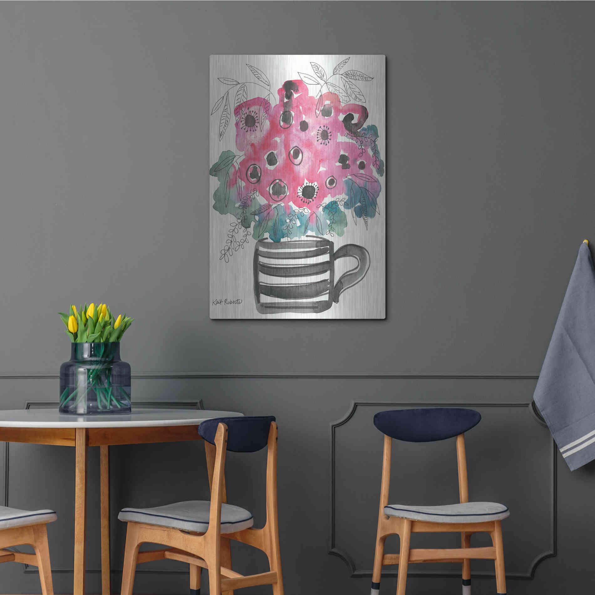 Luxe Metal Art 'Poppies for Breakfast' by Kait Roberts, Metal Wall Art,24x36