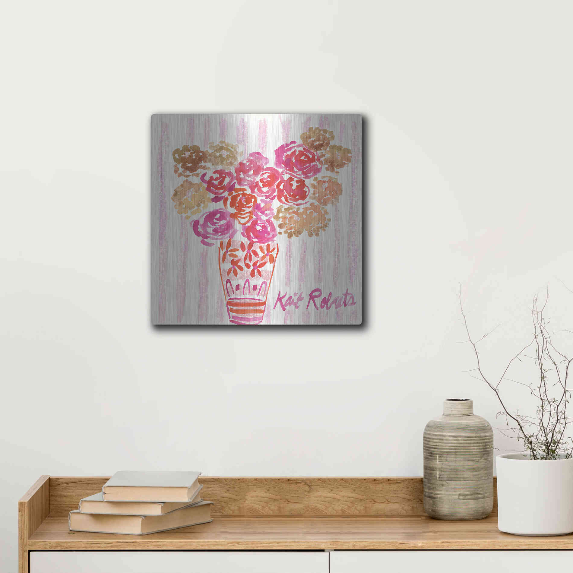 Luxe Metal Art 'Boudoir Blooms' by Kait Roberts, Metal Wall Art,12x12