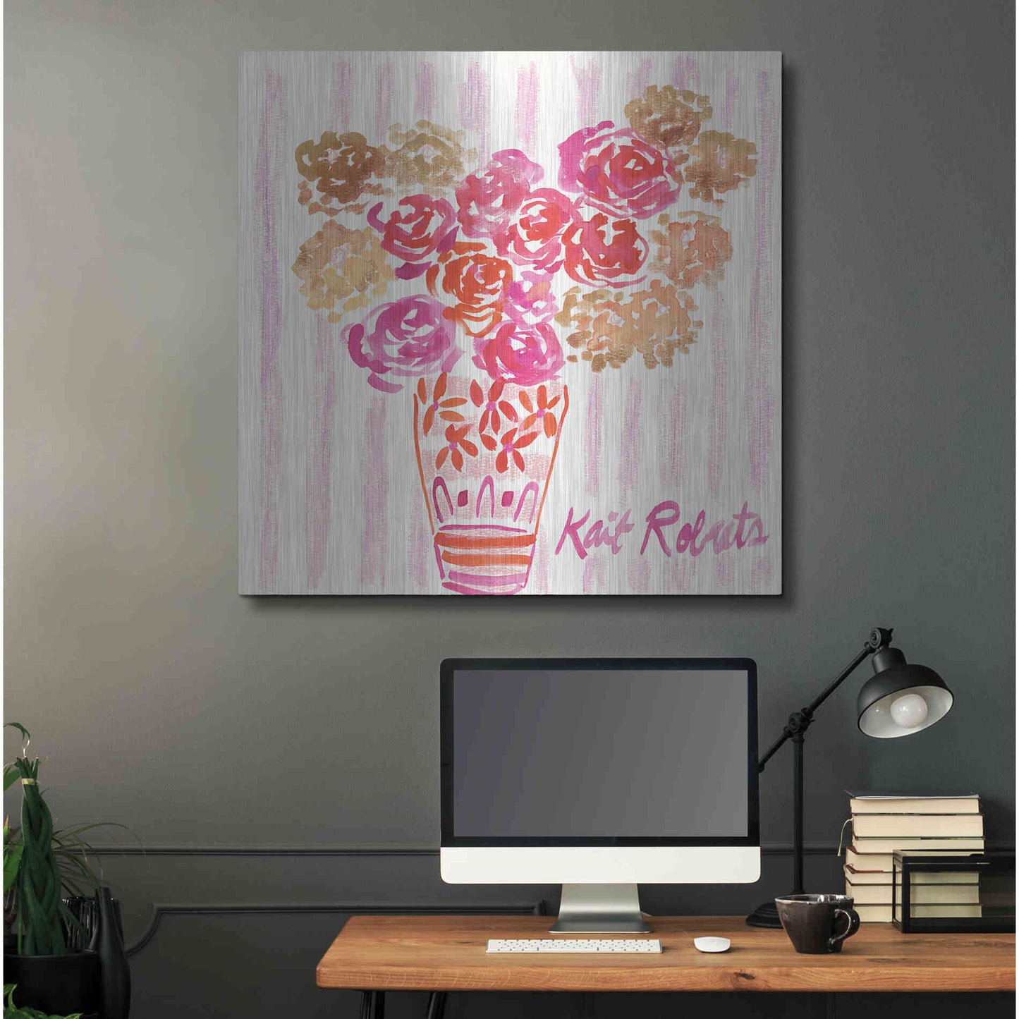 Luxe Metal Art 'Boudoir Blooms' by Kait Roberts, Metal Wall Art,36x36