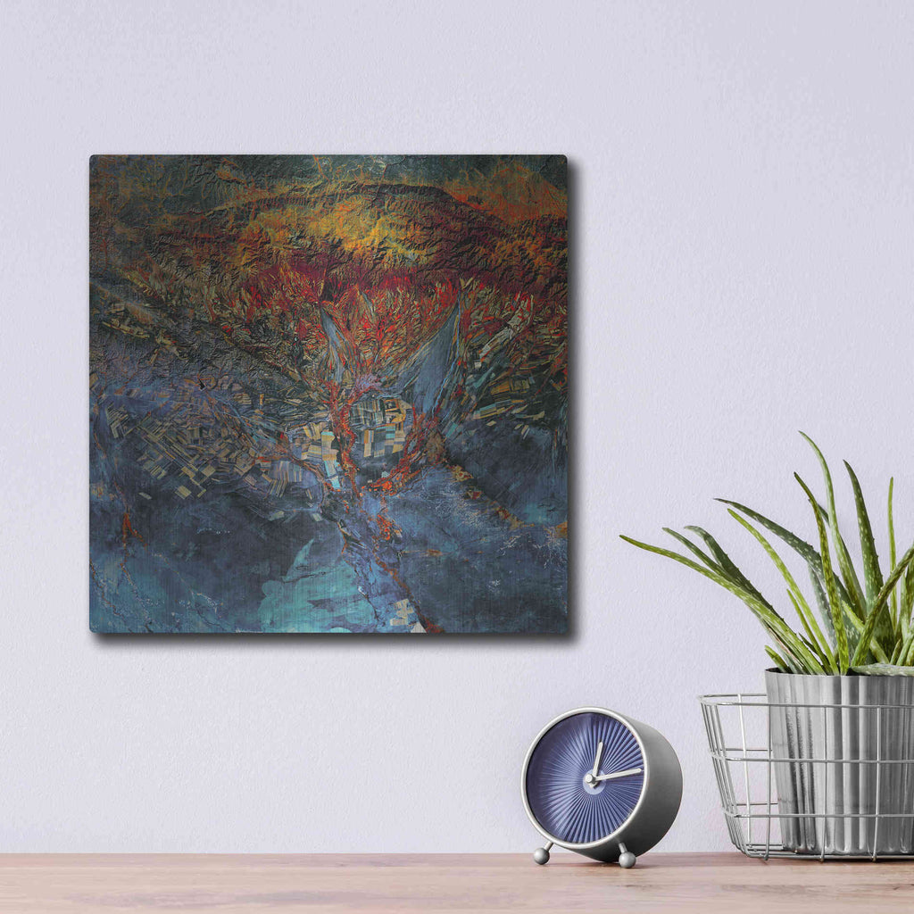 Luxe Metal Art 'Earth As Art: Cubism Landsat Style' Metal Wall Art,12x12