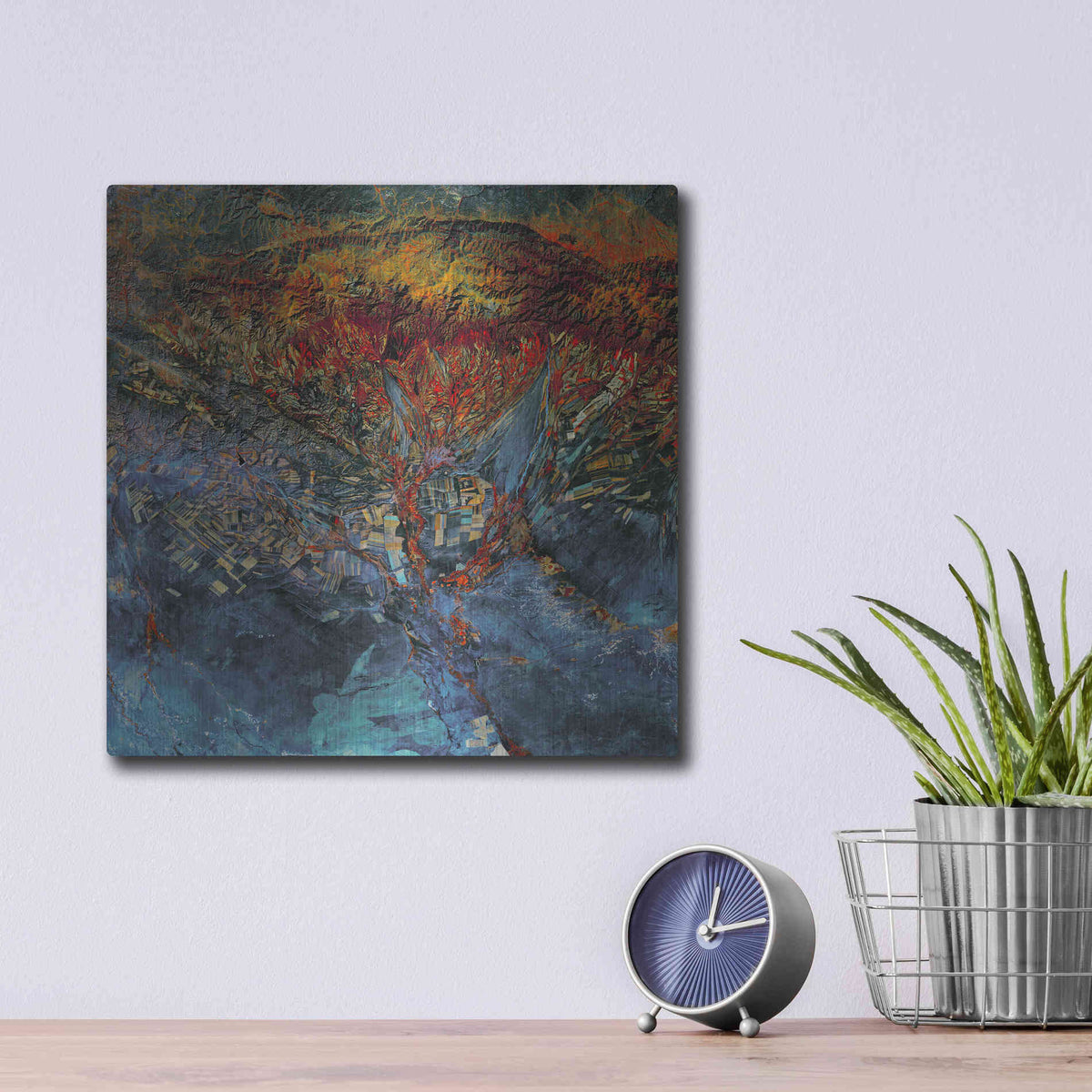 Luxe Metal Art 'Earth As Art: Cubism Landsat Style' Metal Wall Art,12x12