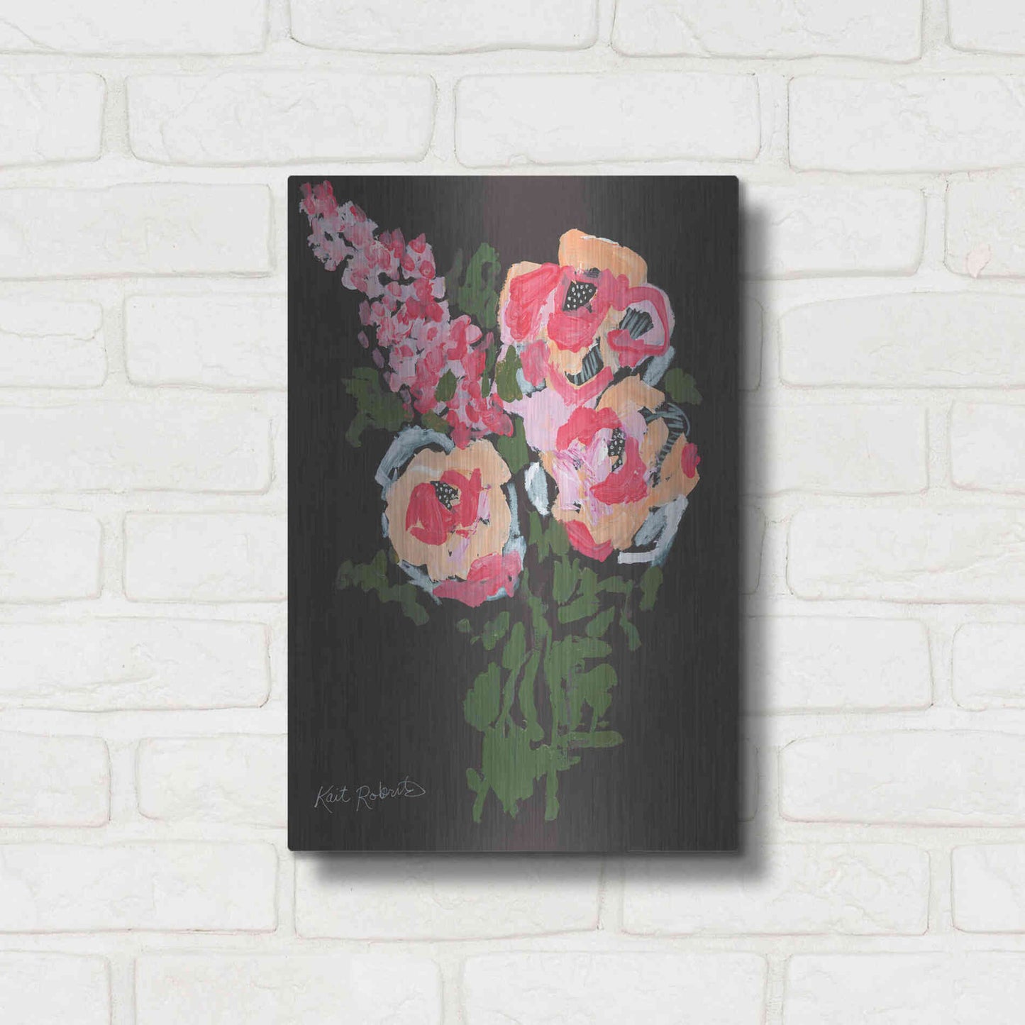 Luxe Metal Art 'Flowers for Charlotte' by Kait Roberts, Metal Wall Art,12x16