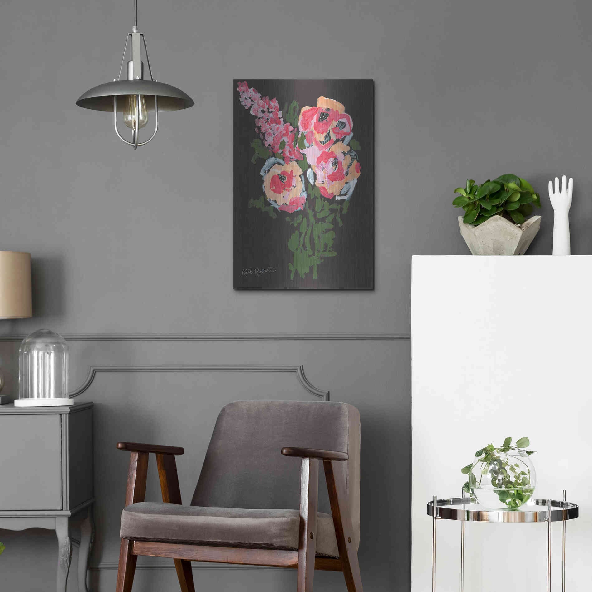 Luxe Metal Art 'Flowers for Charlotte' by Kait Roberts, Metal Wall Art,16x24