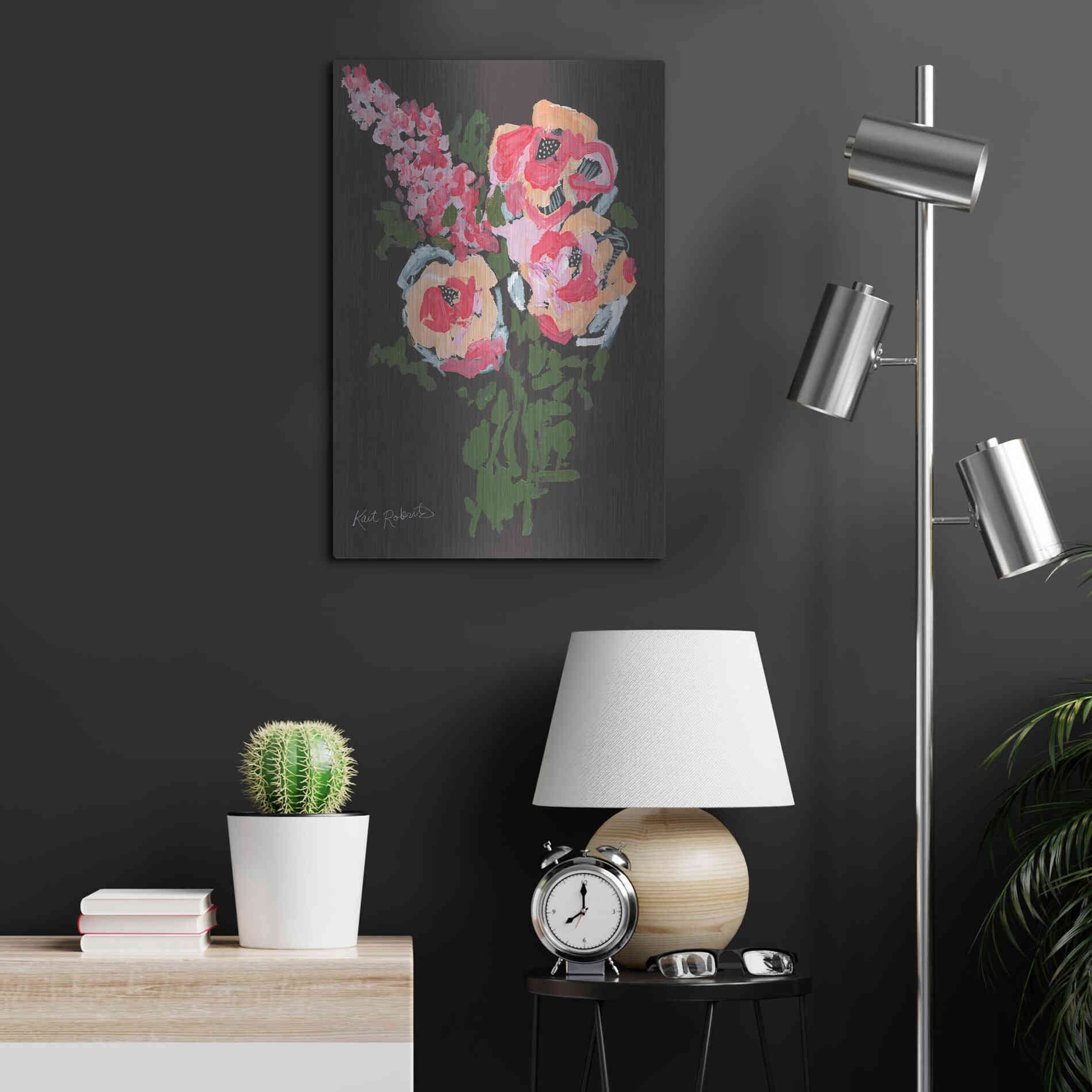 Luxe Metal Art 'Flowers for Charlotte' by Kait Roberts, Metal Wall Art,16x24