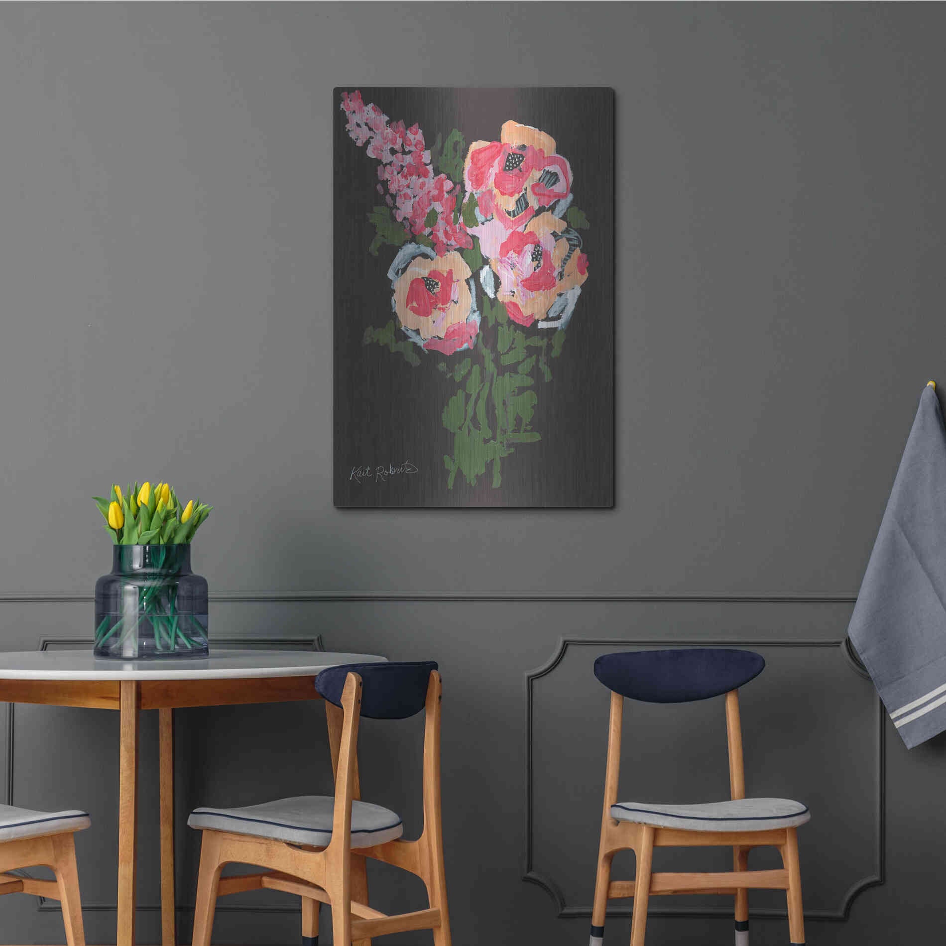 Luxe Metal Art 'Flowers for Charlotte' by Kait Roberts, Metal Wall Art,24x36