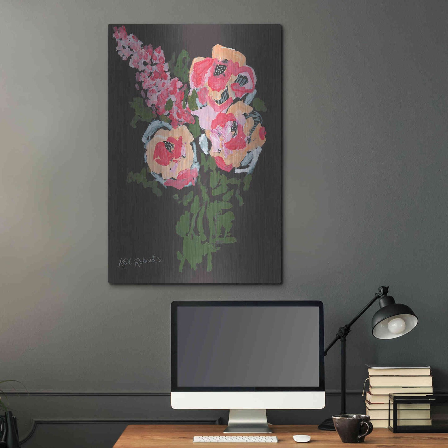 Luxe Metal Art 'Flowers for Charlotte' by Kait Roberts, Metal Wall Art,24x36