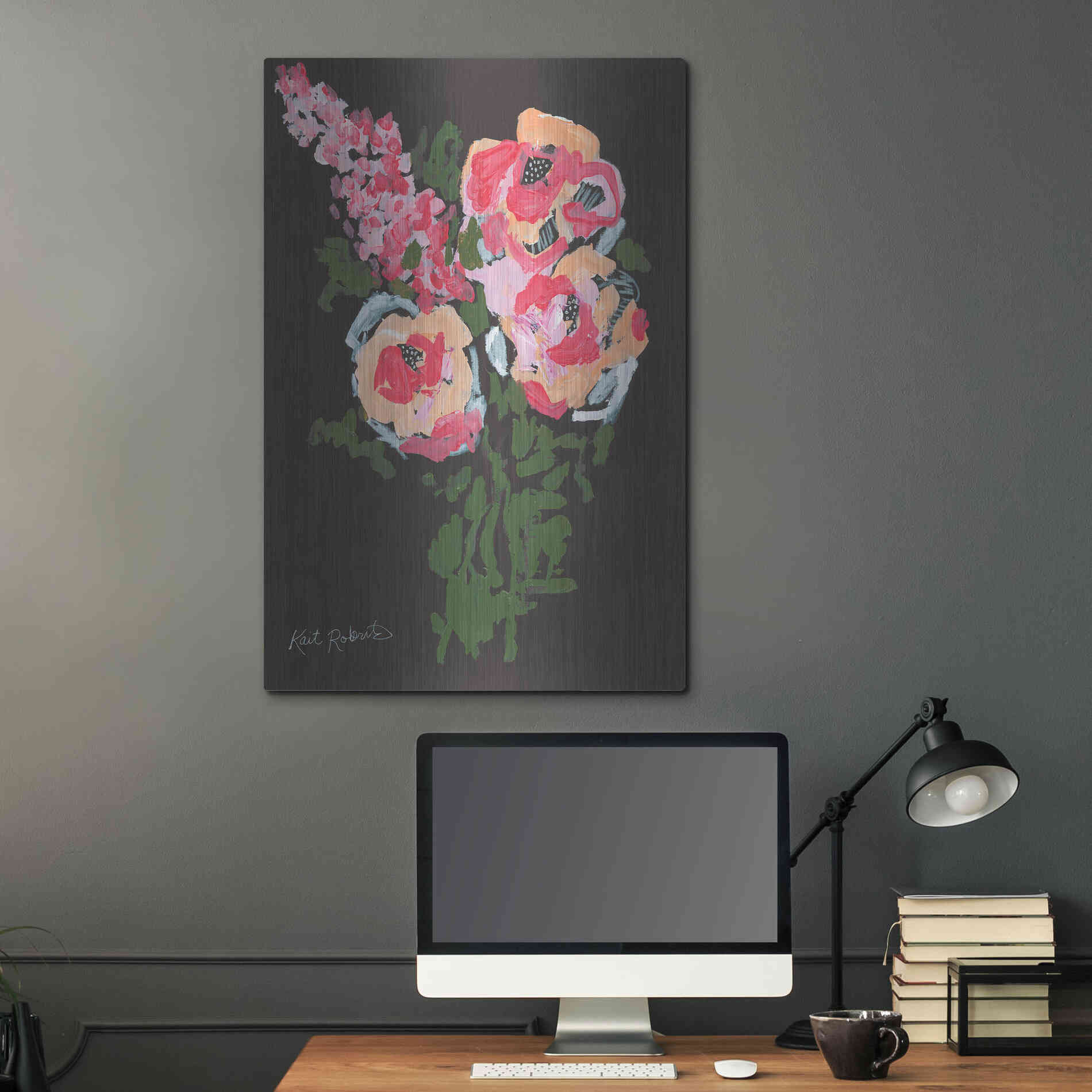 Luxe Metal Art 'Flowers for Charlotte' by Kait Roberts, Metal Wall Art,24x36