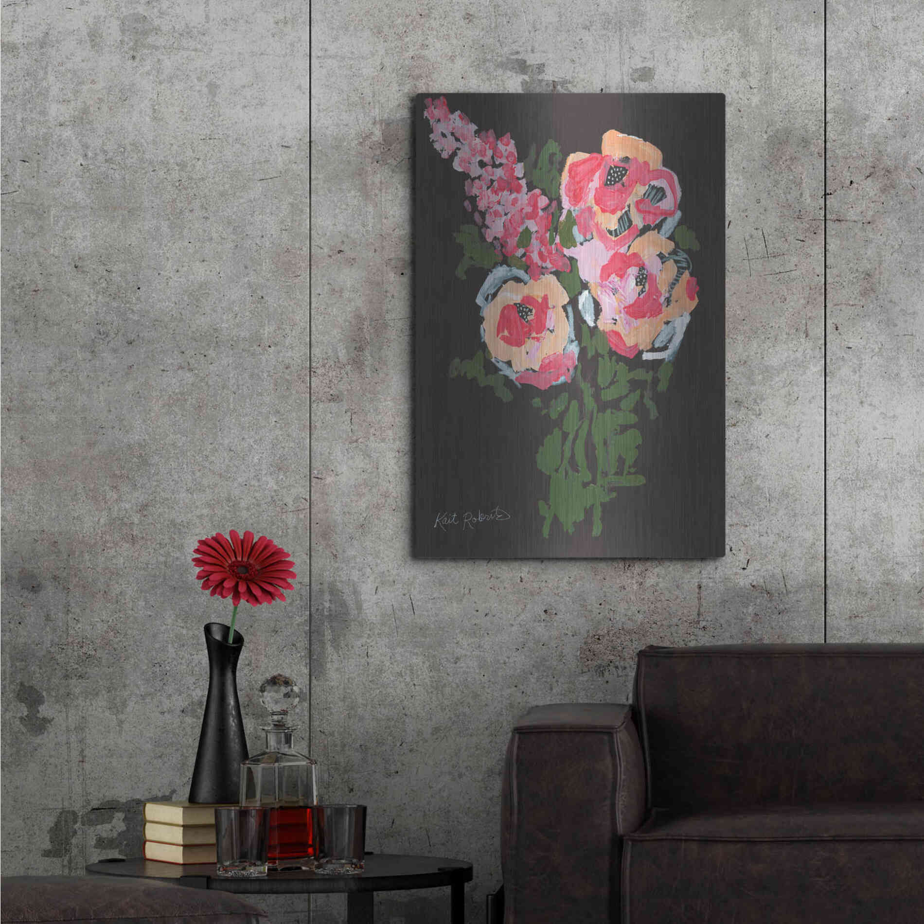 Luxe Metal Art 'Flowers for Charlotte' by Kait Roberts, Metal Wall Art,24x36