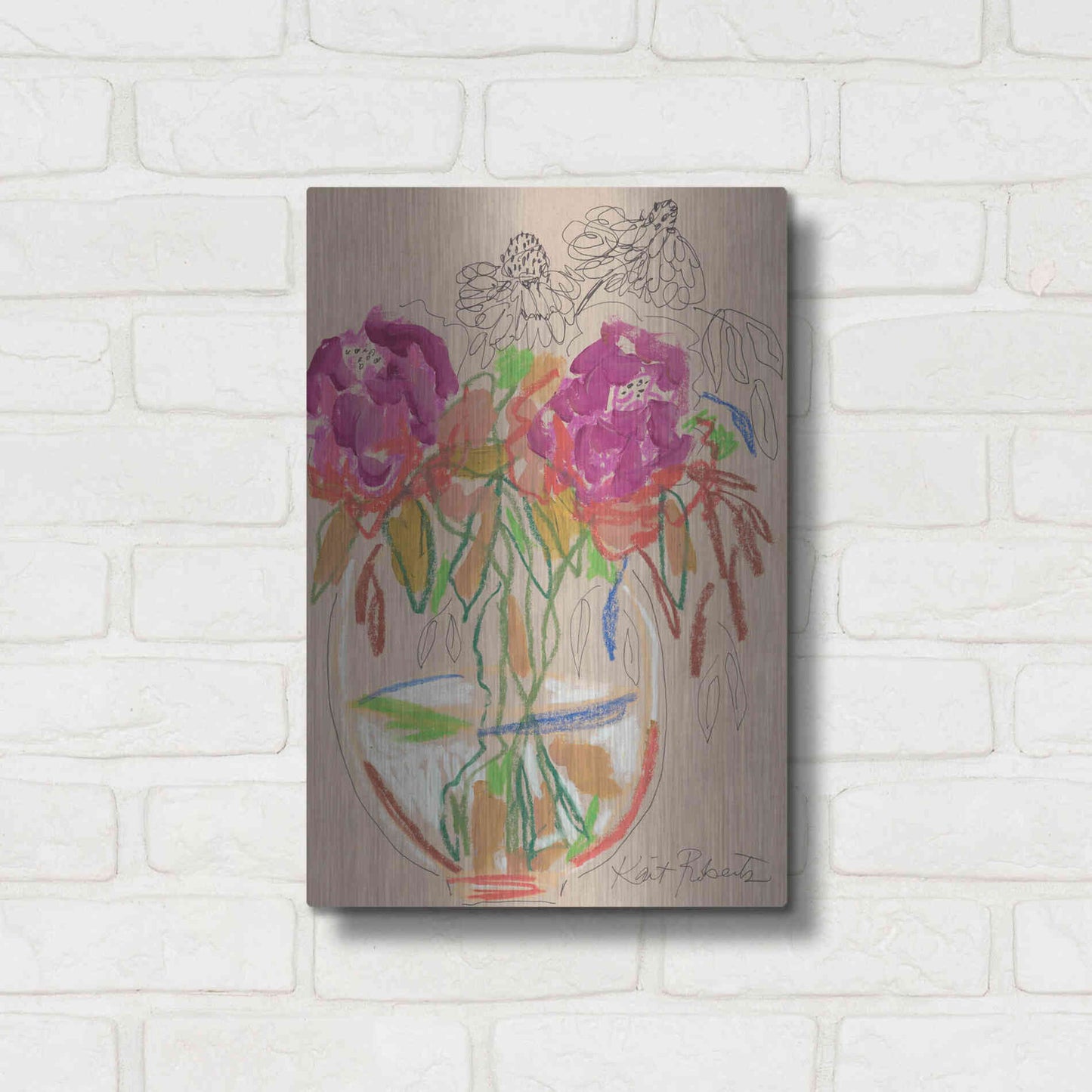Luxe Metal Art 'Joy Never Faded' by Kait Roberts, Metal Wall Art,12x16