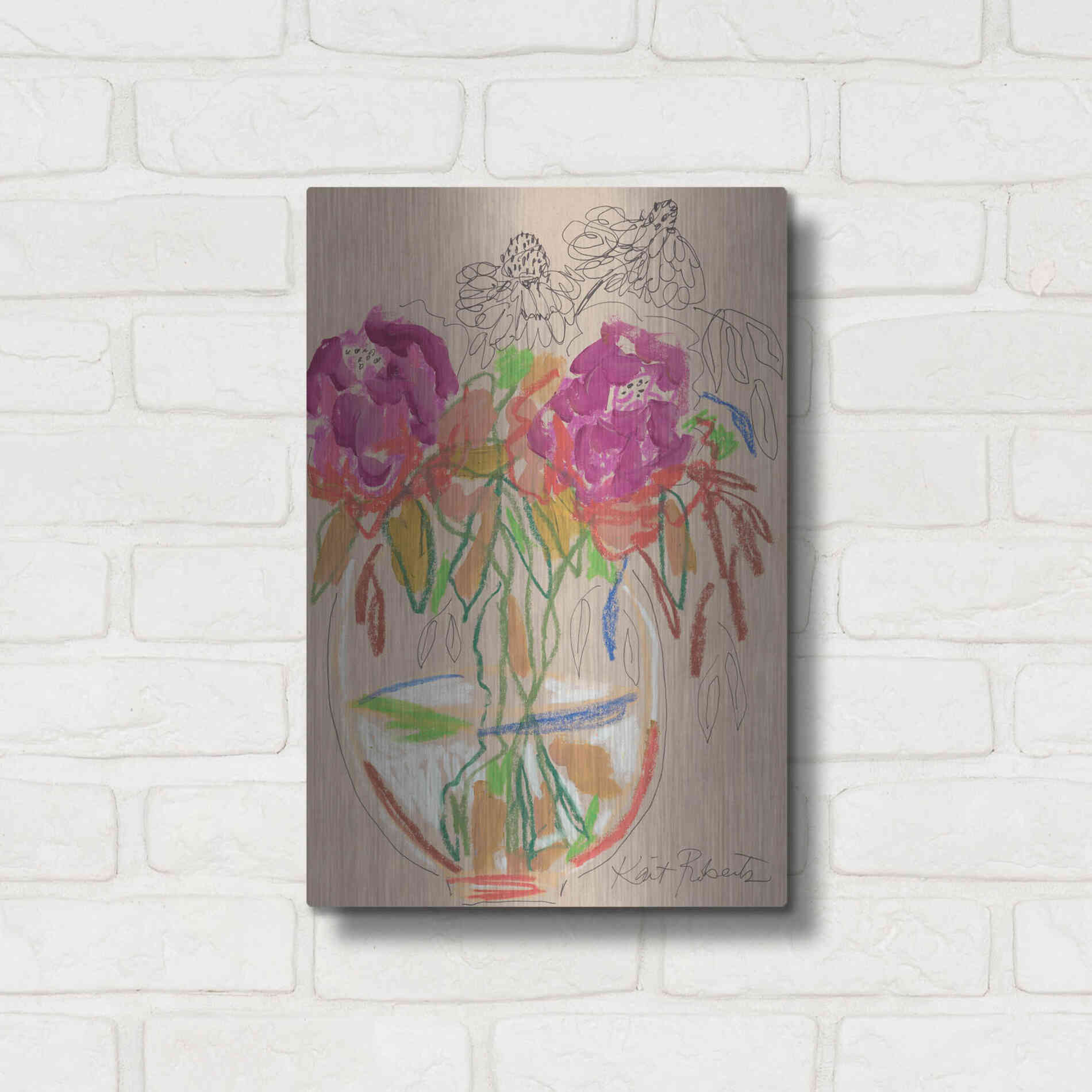 Luxe Metal Art 'Joy Never Faded' by Kait Roberts, Metal Wall Art,12x16