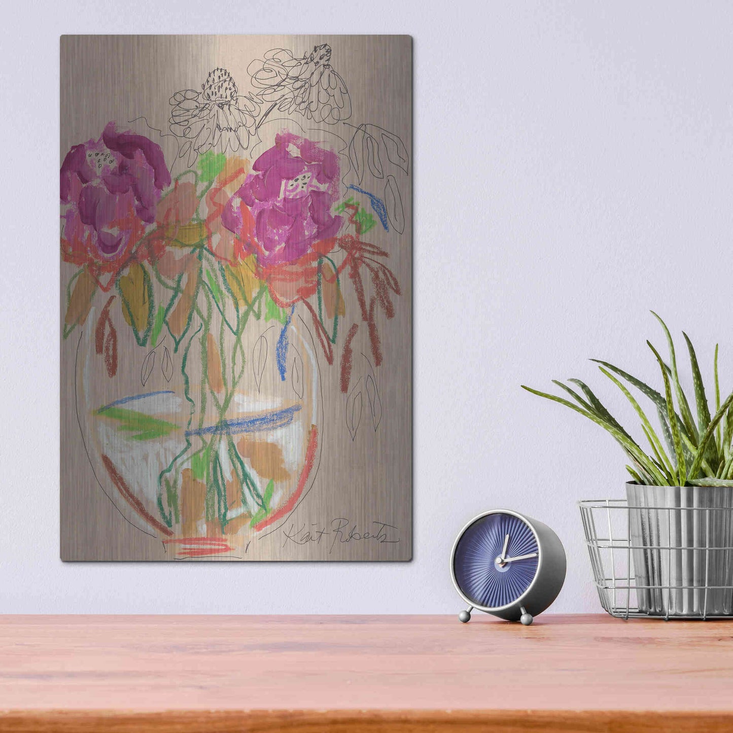 Luxe Metal Art 'Joy Never Faded' by Kait Roberts, Metal Wall Art,12x16