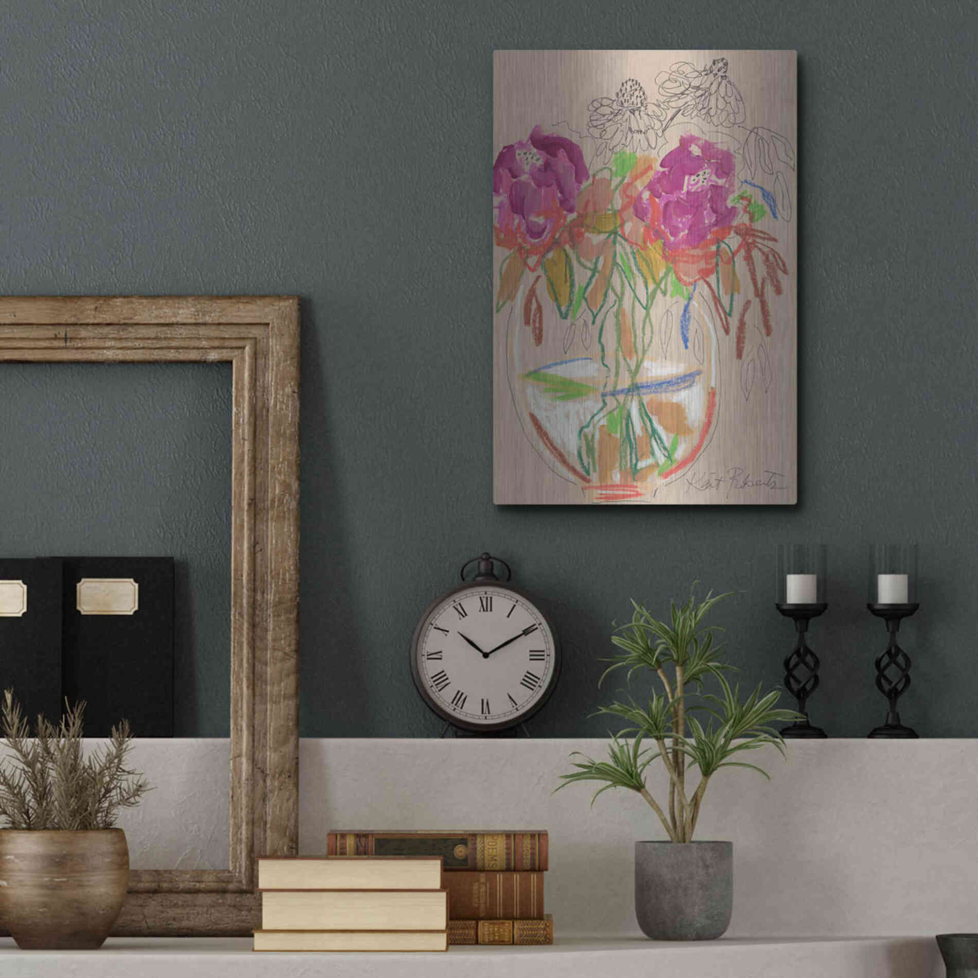 Luxe Metal Art 'Joy Never Faded' by Kait Roberts, Metal Wall Art,12x16