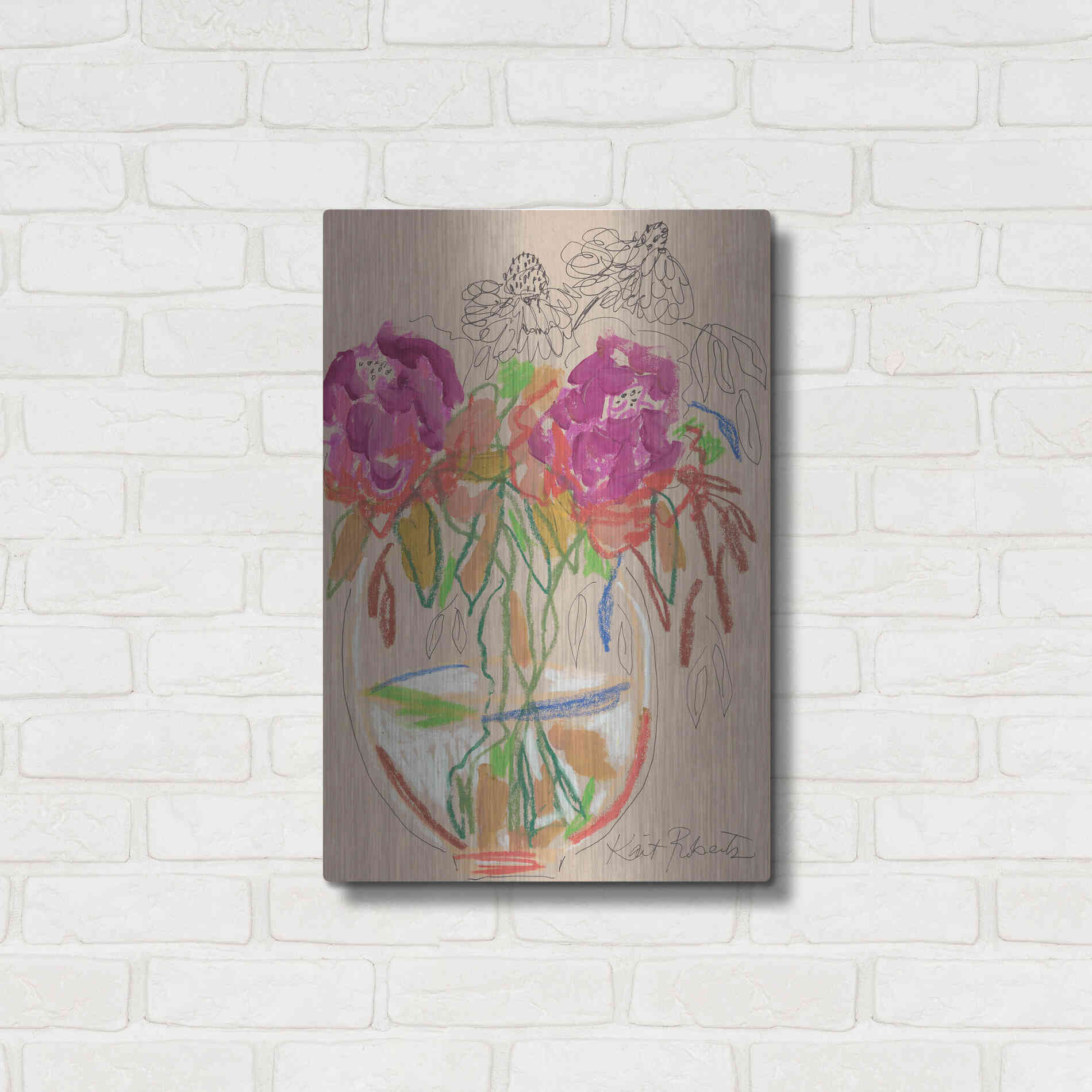 Luxe Metal Art 'Joy Never Faded' by Kait Roberts, Metal Wall Art,16x24
