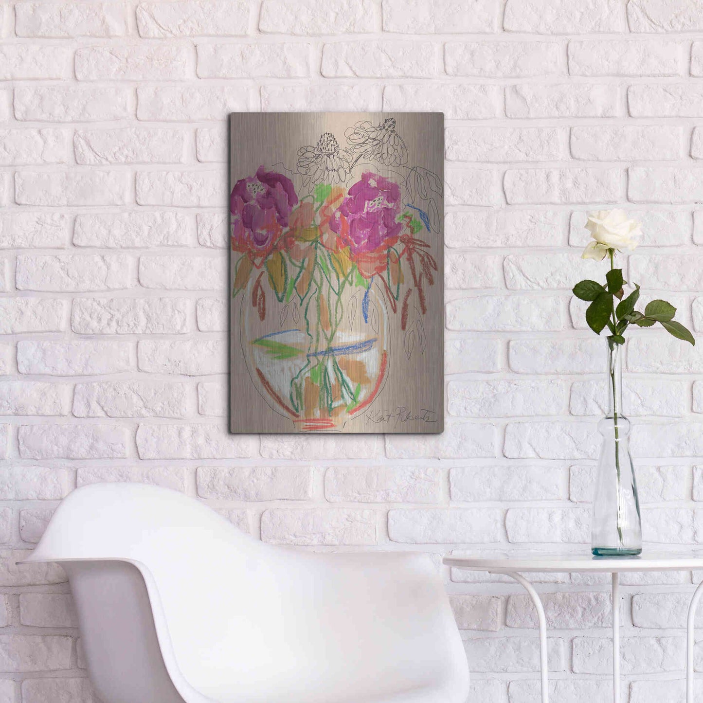 Luxe Metal Art 'Joy Never Faded' by Kait Roberts, Metal Wall Art,16x24