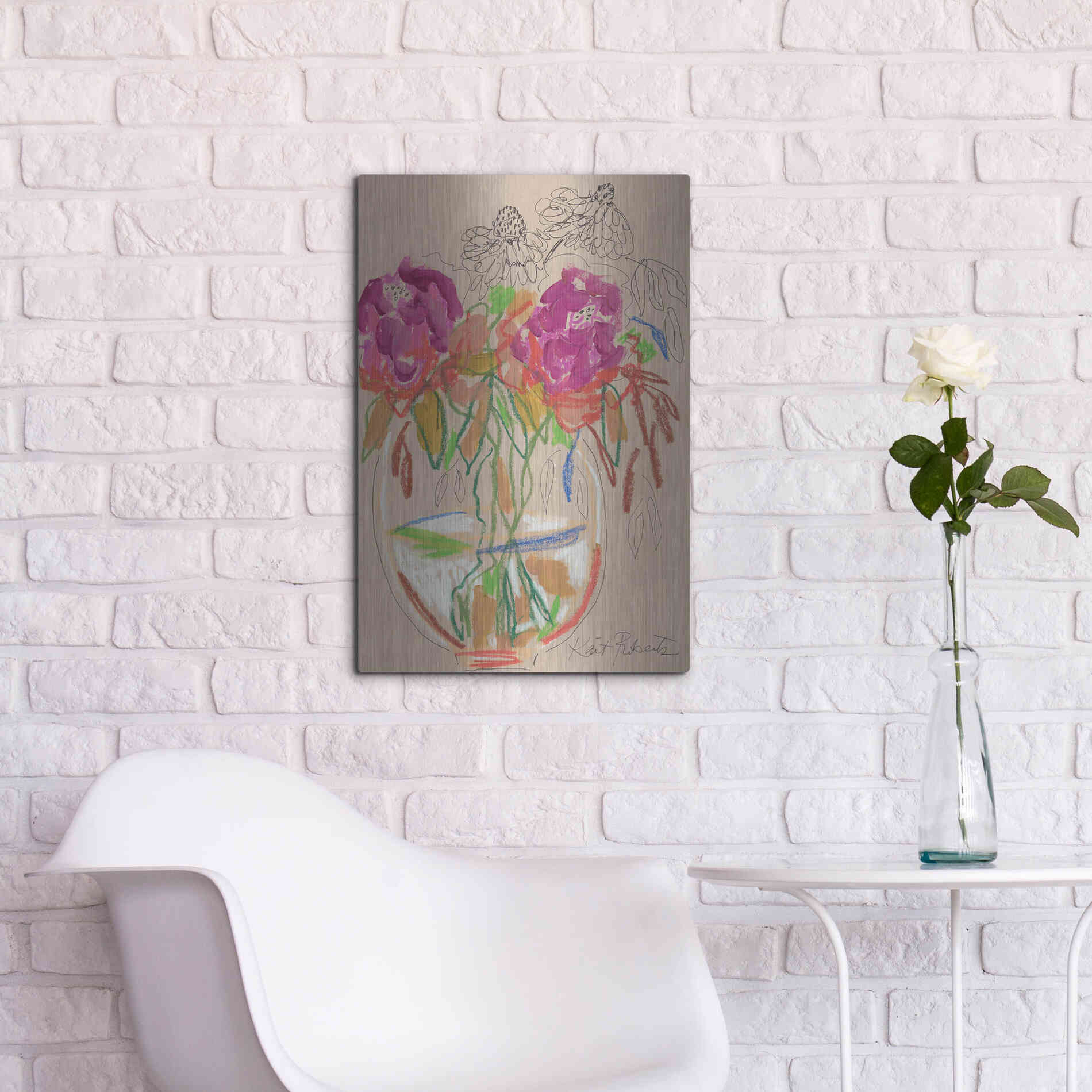 Luxe Metal Art 'Joy Never Faded' by Kait Roberts, Metal Wall Art,16x24