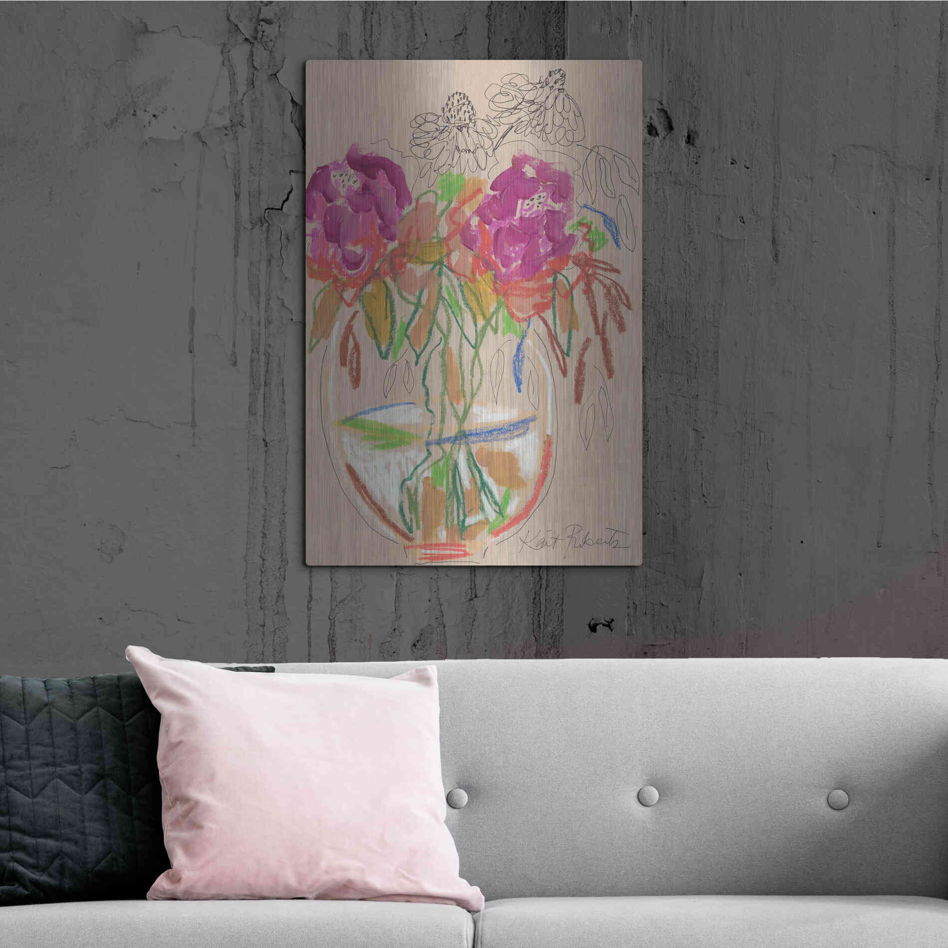 Luxe Metal Art 'Joy Never Faded' by Kait Roberts, Metal Wall Art,24x36