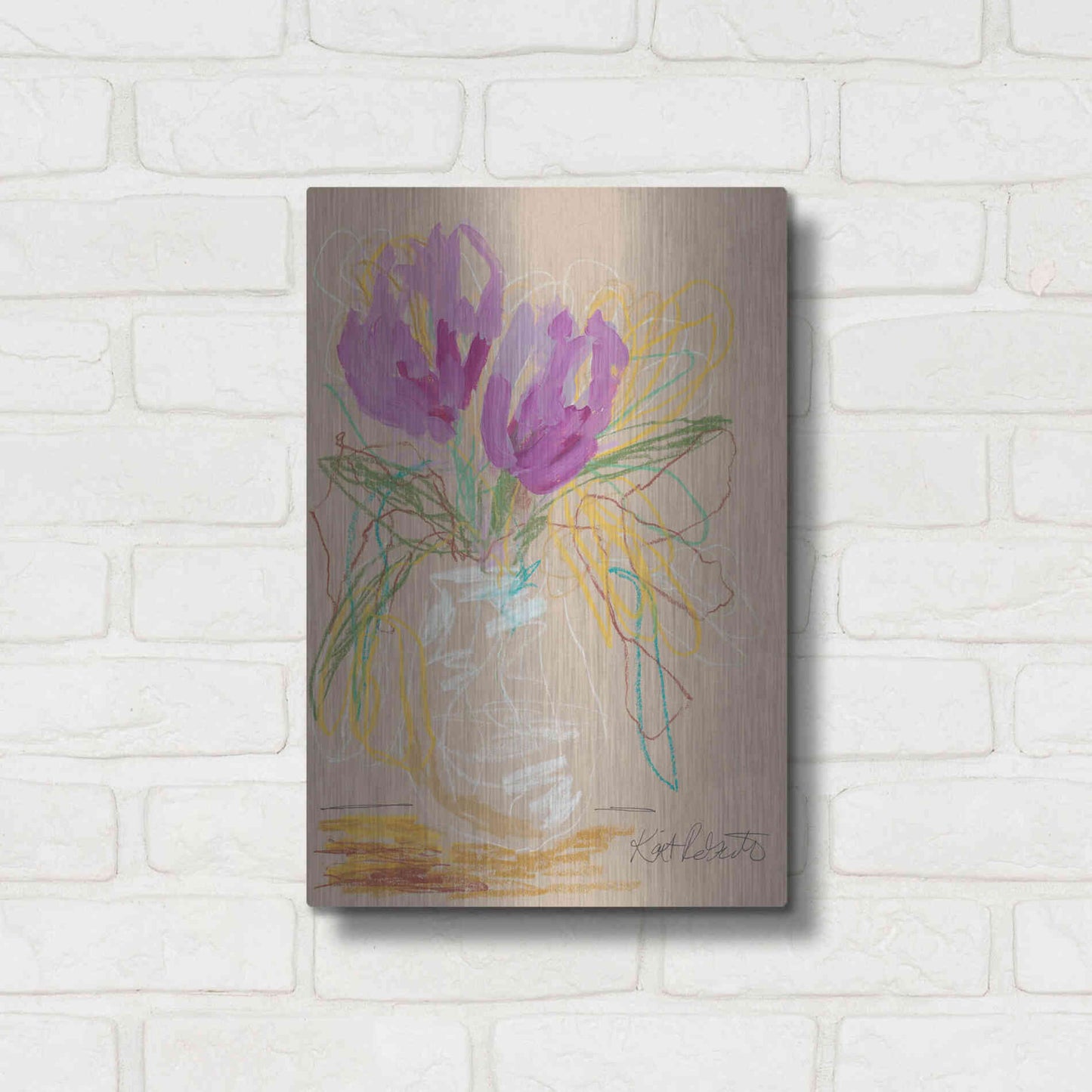 Luxe Metal Art 'Lacey Lavender' by Kait Roberts, Metal Wall Art,12x16
