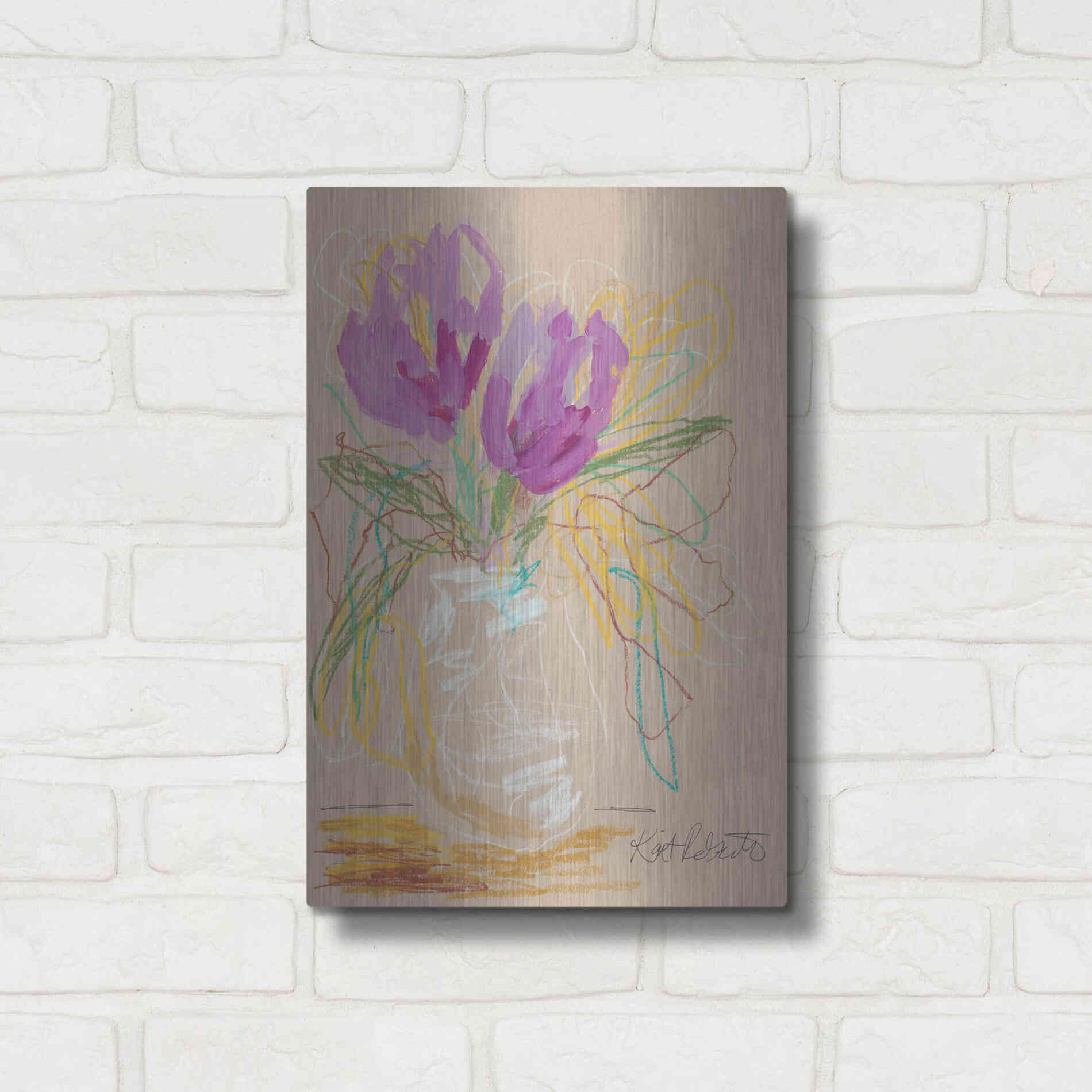 Luxe Metal Art 'Lacey Lavender' by Kait Roberts, Metal Wall Art,12x16