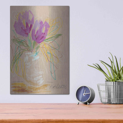 Luxe Metal Art 'Lacey Lavender' by Kait Roberts, Metal Wall Art,12x16