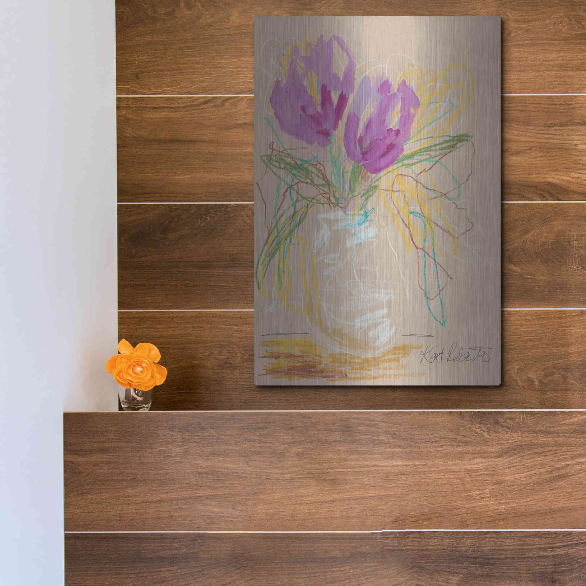 Luxe Metal Art 'Lacey Lavender' by Kait Roberts, Metal Wall Art,12x16
