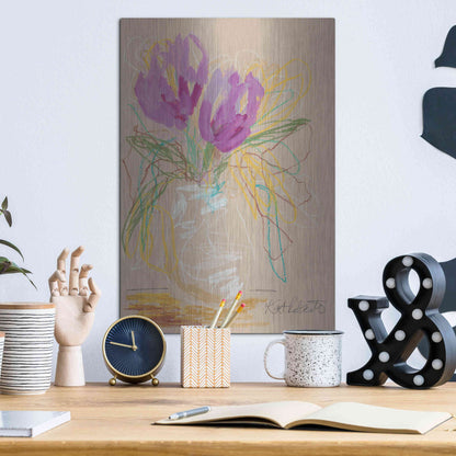 Luxe Metal Art 'Lacey Lavender' by Kait Roberts, Metal Wall Art,12x16