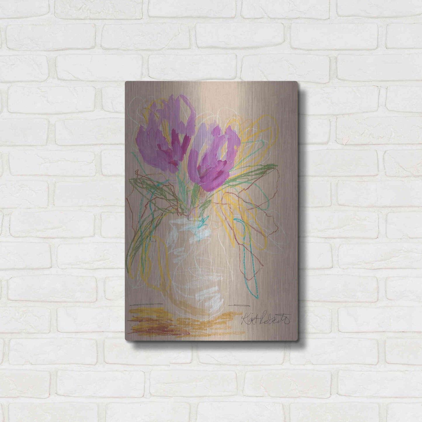 Luxe Metal Art 'Lacey Lavender' by Kait Roberts, Metal Wall Art,16x24