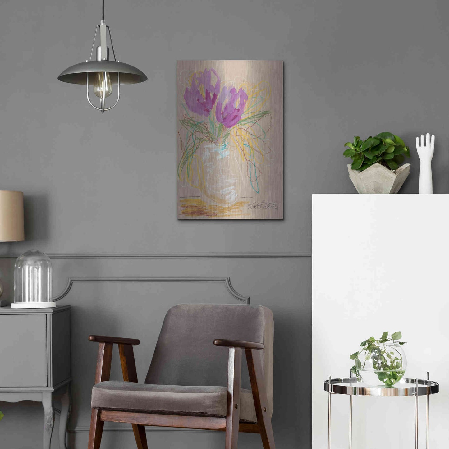 Luxe Metal Art 'Lacey Lavender' by Kait Roberts, Metal Wall Art,16x24