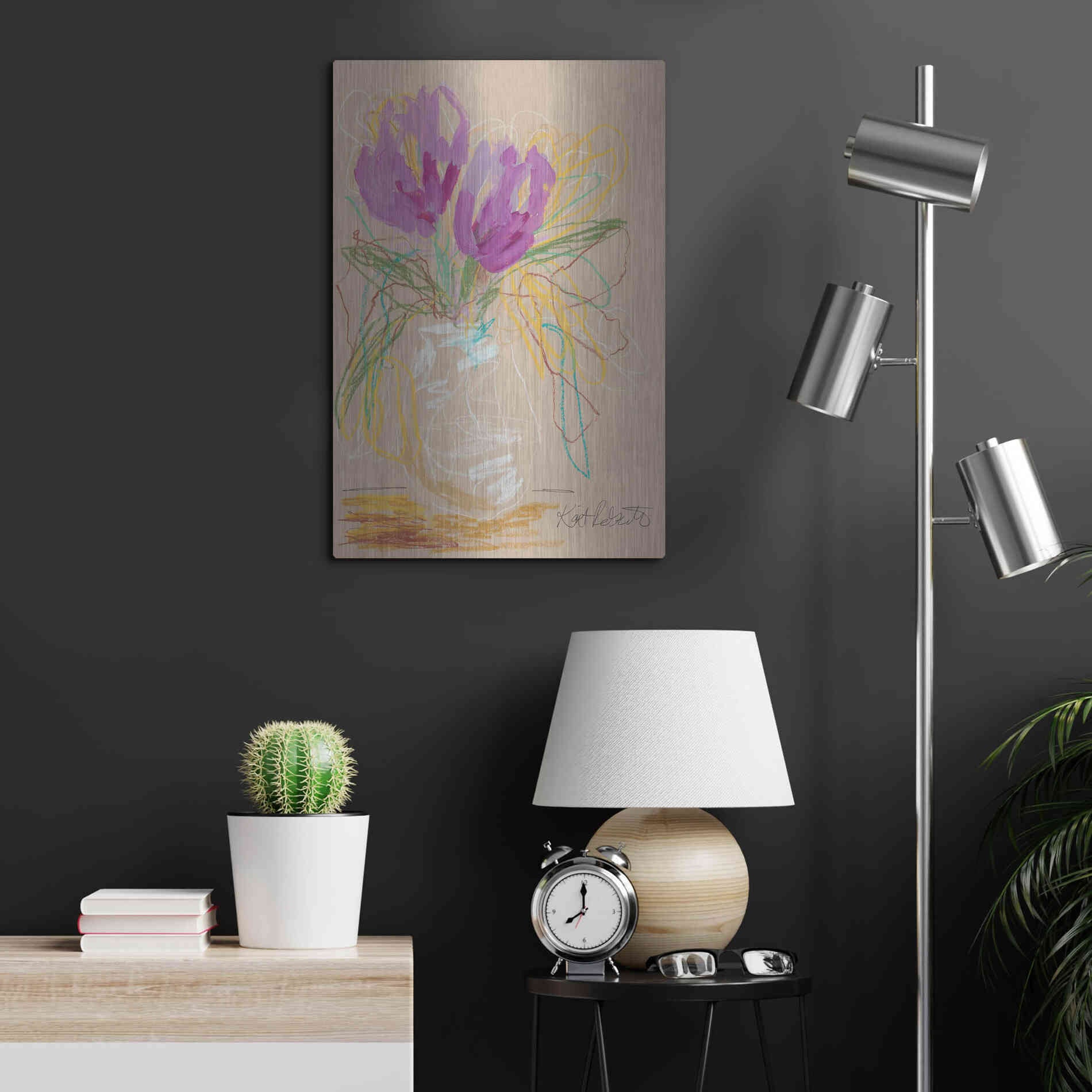 Luxe Metal Art 'Lacey Lavender' by Kait Roberts, Metal Wall Art,16x24