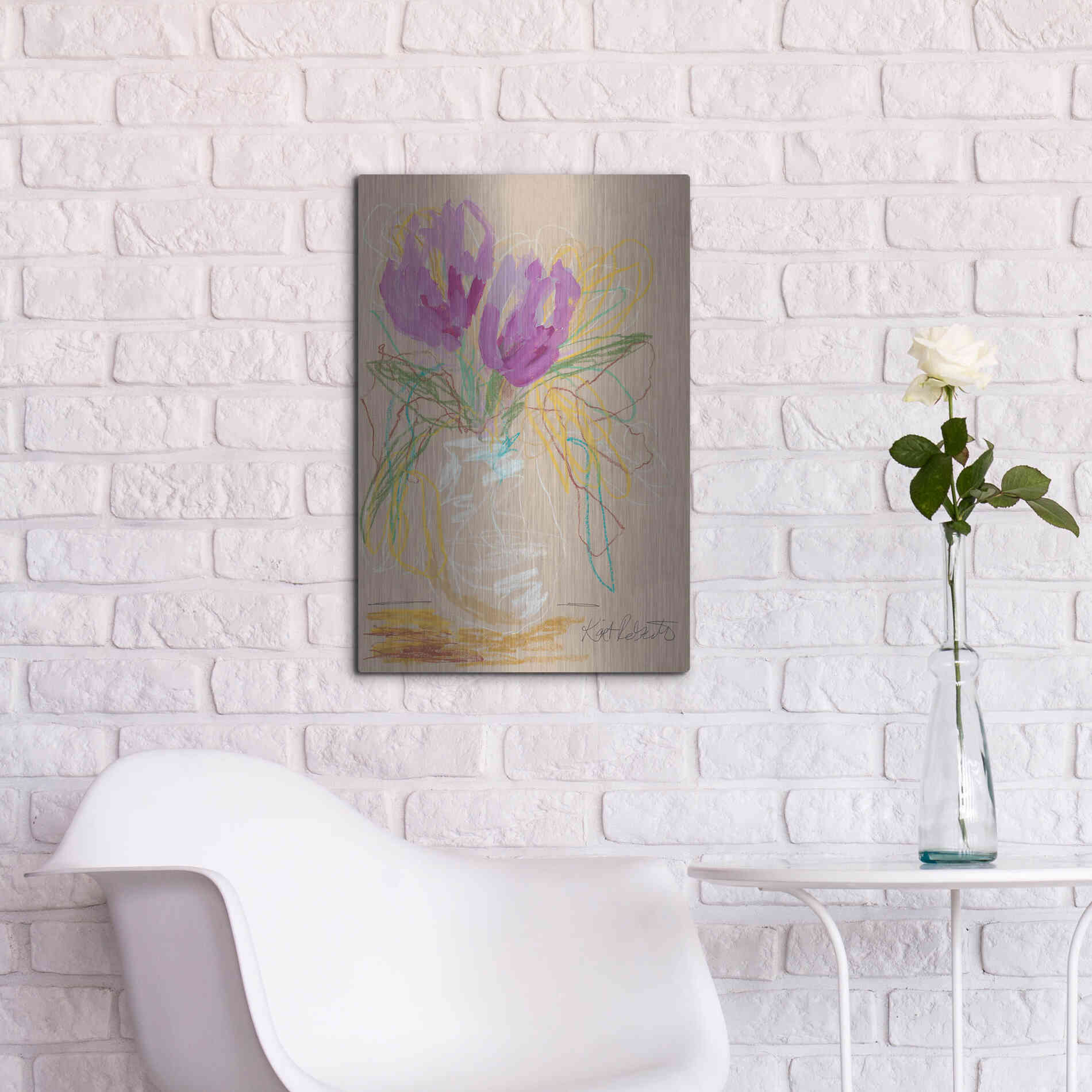 Luxe Metal Art 'Lacey Lavender' by Kait Roberts, Metal Wall Art,16x24