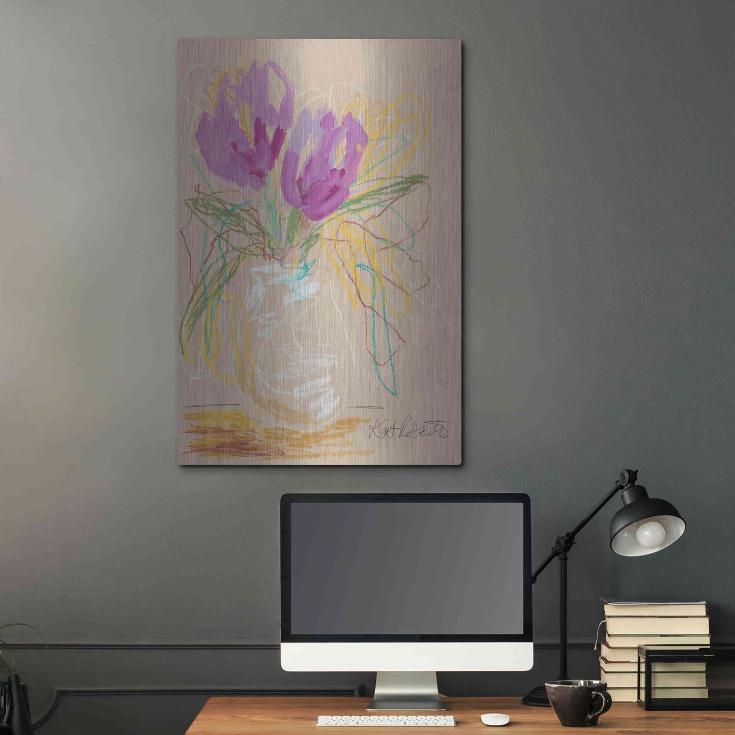Luxe Metal Art 'Lacey Lavender' by Kait Roberts, Metal Wall Art,24x36