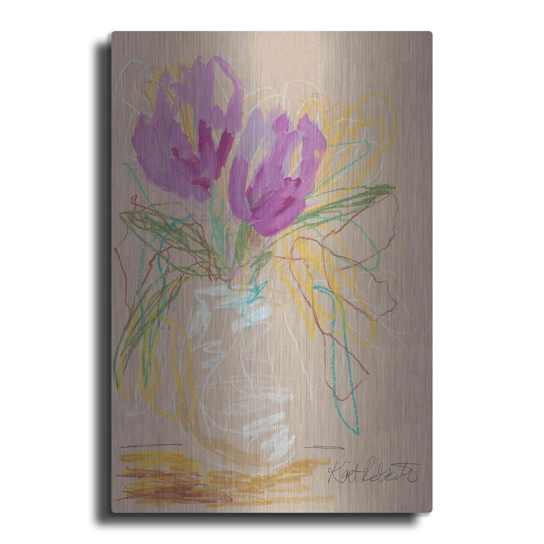 Luxe Metal Art 'Lacey Lavender' by Kait Roberts, Metal Wall Art