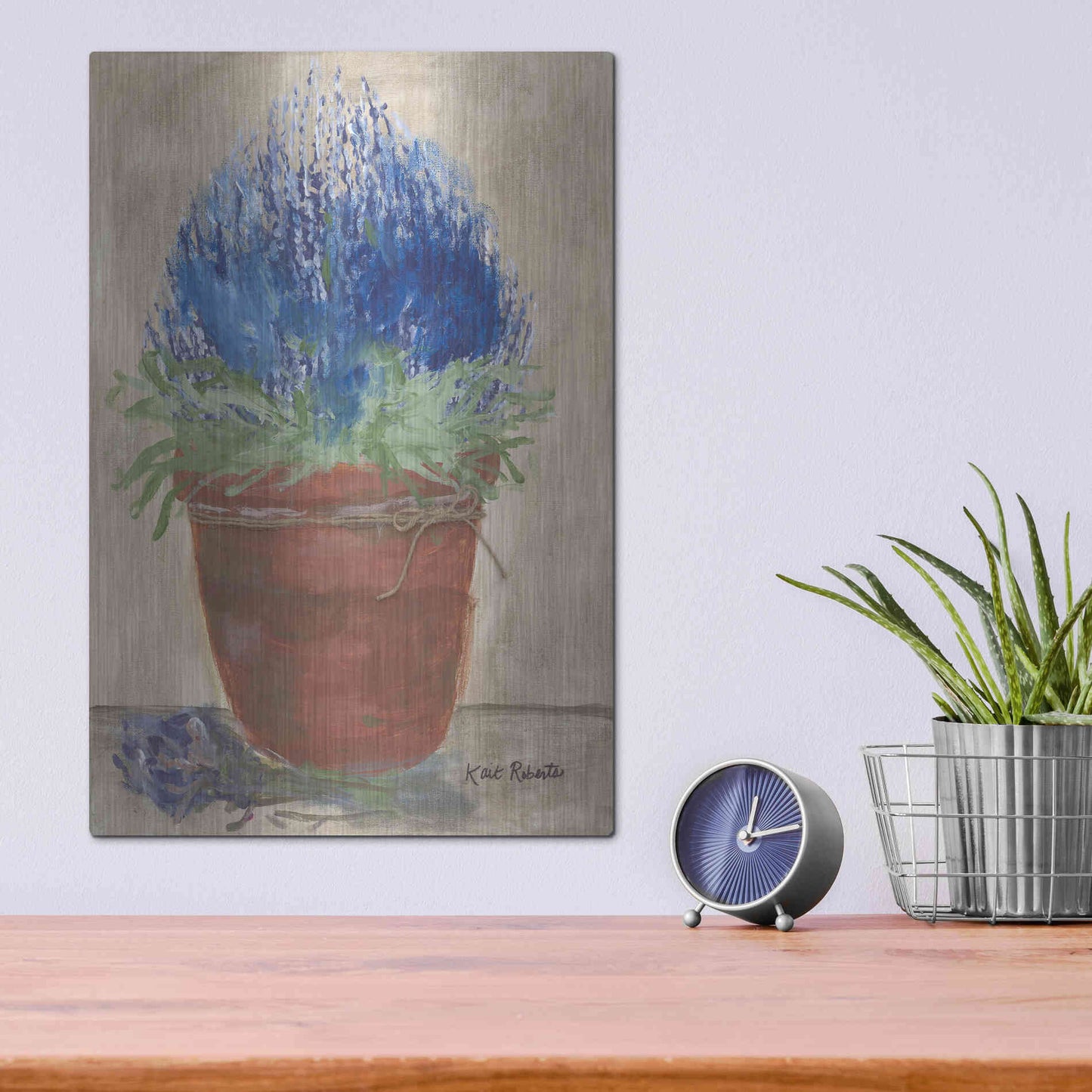 Luxe Metal Art 'Flowers for Carol' by Kait Roberts, Metal Wall Art,12x16