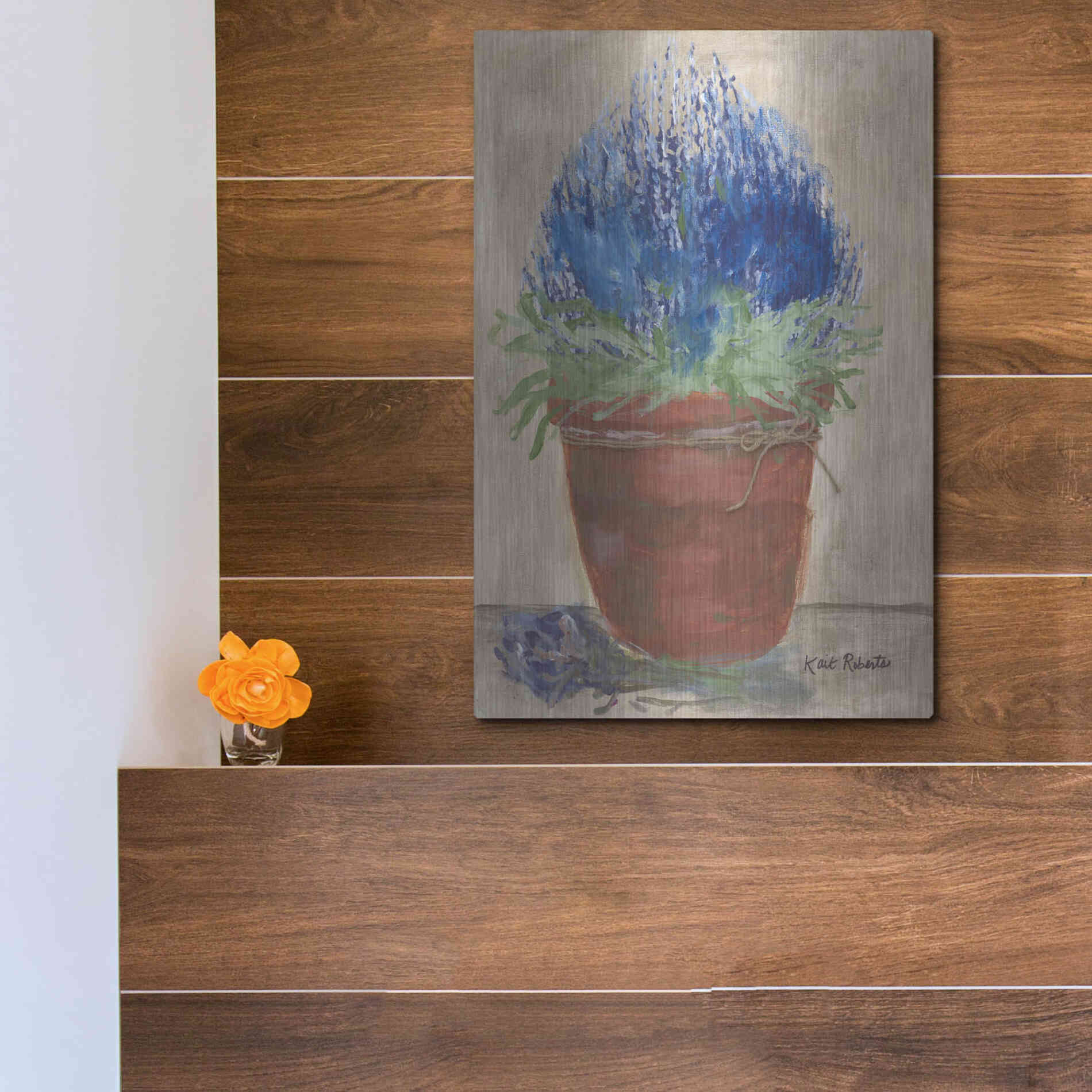 Luxe Metal Art 'Flowers for Carol' by Kait Roberts, Metal Wall Art,12x16