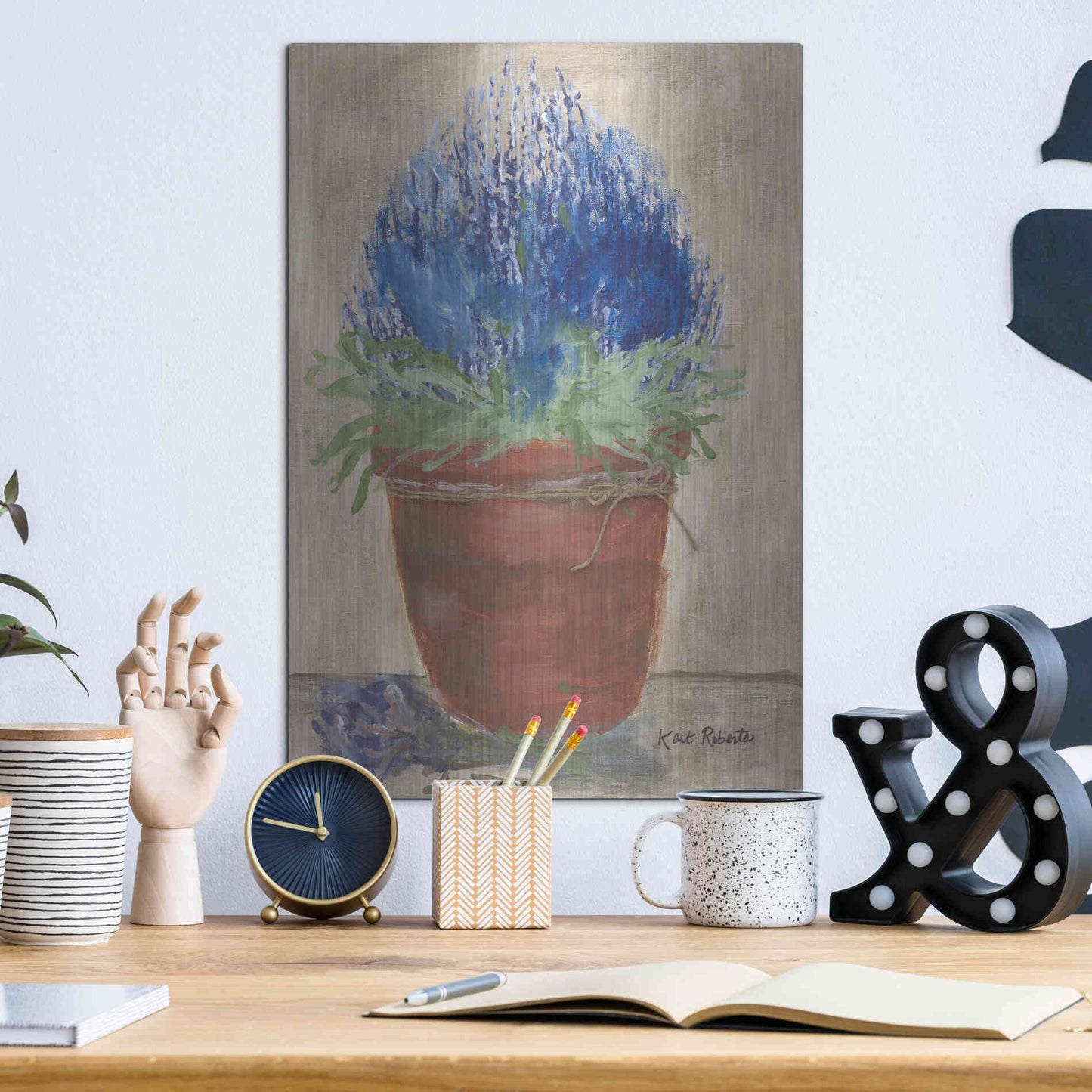 Luxe Metal Art 'Flowers for Carol' by Kait Roberts, Metal Wall Art,12x16