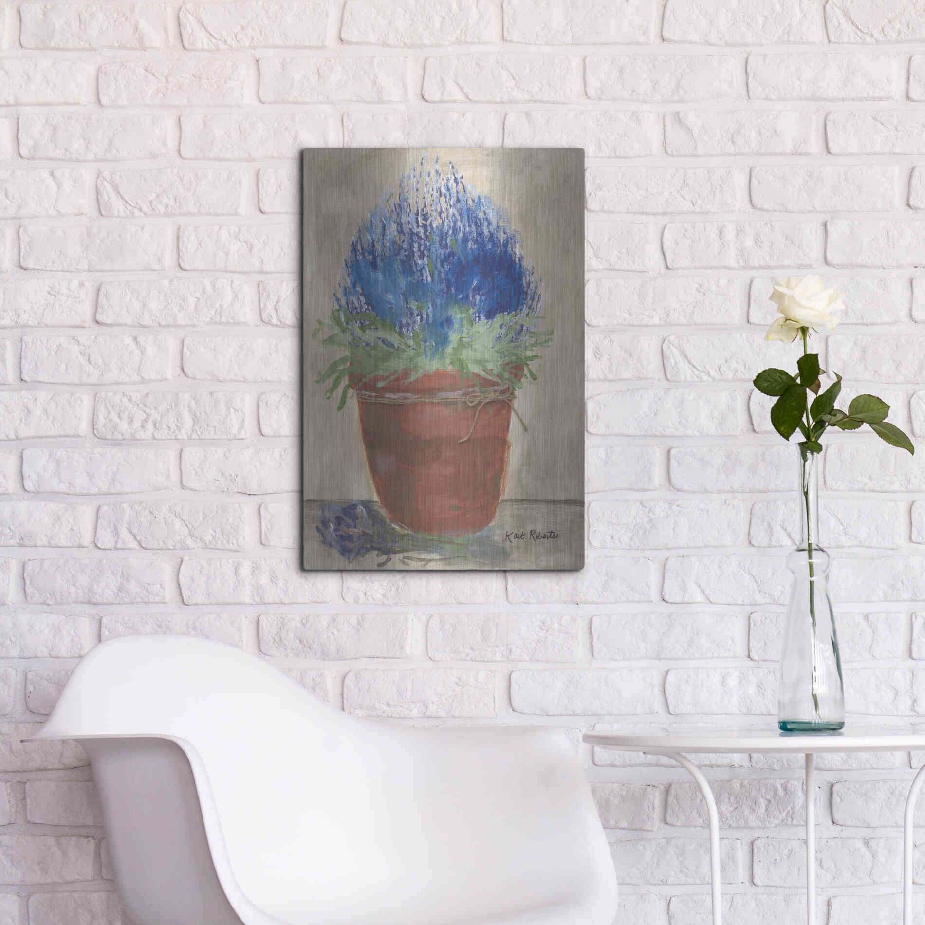 Luxe Metal Art 'Flowers for Carol' by Kait Roberts, Metal Wall Art,16x24